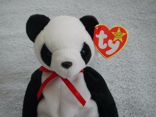 Fortune - Black & White Panda Bear - Ty Beanie Baby - December 6 Birthday