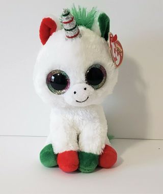 Ty Beanie Boo 6 " Christmas Unicorn Candy Cane Check Out Other Beanies