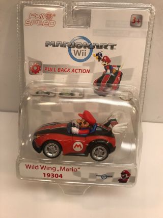 Mario Kart Wii - Pull & Speed - 19304 Wild Wing Mario Pull Back Red Car Figure
