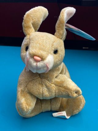 TY Beanie Baby - NIBBLY the Brown Rabbit (6 inch) - MWMTs Stuffed Animal Toy 2