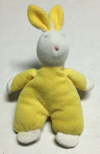 Vtg Eden Bunny Rabbit Plush Stuffed Animal Terry Cloth Yellow White Polyester
