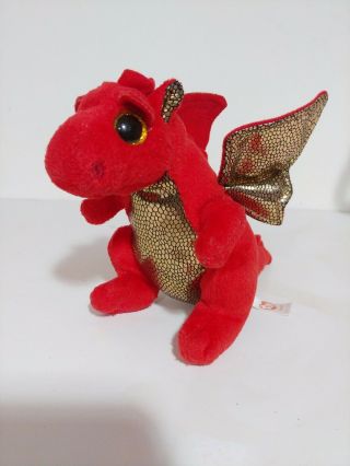 2014 Ty Beanie Babies Legend Red & Gold Dragon 6” (no Tag)