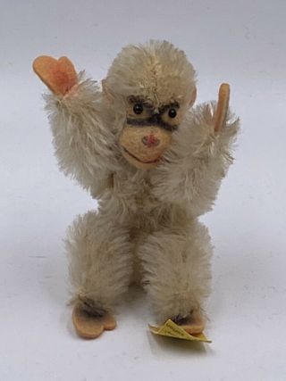 Vintage Steiff German Mohair Jointed Monkey Figure Toy Doll Tags