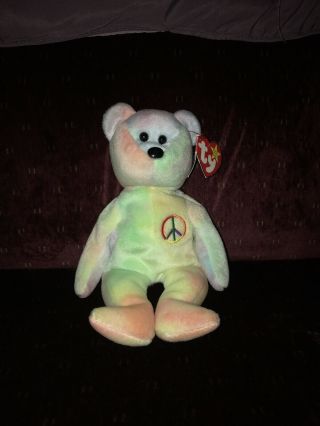 Ty Peace Bear Beanie Baby Rare Tag Errors Retired 1996