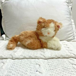 Vintage Orange White Kitty Cat Kitten Plush Stuffed Animal 7 " Blue Eyes Tiny