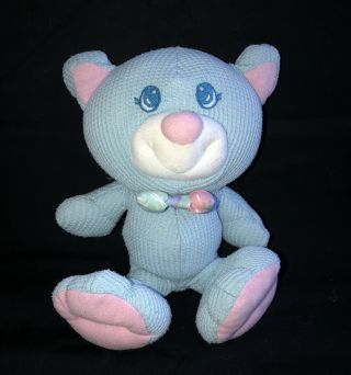 Vintage Fisher Price Waffle Cozies Bear Blue Thermal Plush Lovey 1226 1994