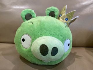 Angry Birds King Pig Stuffed 8” Plush Doll Toy 2010 Commonwealth Green Sounds