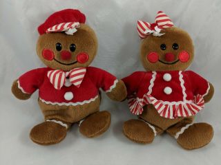 Commonwealth Gingerbread Boy And Girl Plush 8 " 1994 Stuffed Animal