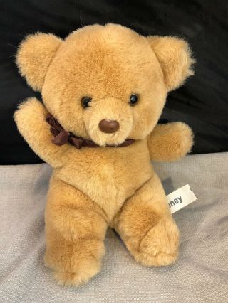 Russ Berrie Honey Brown Tan Plush Teddy Bear 447 Stuffed Animal Vintage Korea