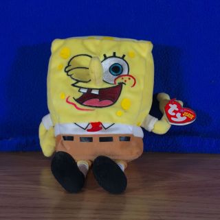 Ty Beanie Baby Spongebob Squarepants (winking Eye & Thumbs Up) [new W/ Tags]