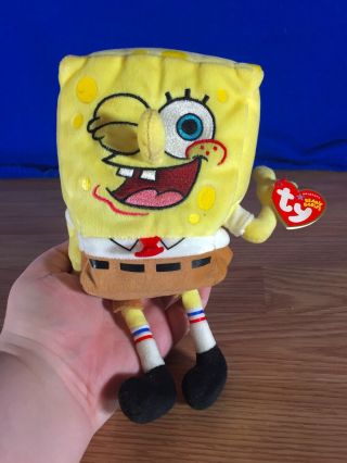 TY Beanie Baby Spongebob Squarepants (WINKING EYE & THUMBS UP) [NEW w/ Tags] 2
