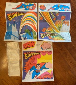 Vintage Set Of 3 Opened Superman Post Cereal Premium Posters