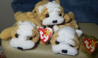 Ty Beanie Baby Wrinkles The Bulldog 1996 Set Of Three One Missing Tags Euc