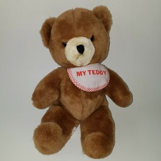 Vtg House Of Lloyd My Teddy Bib Brown Teddy Bear Plush 14 " Stuffed Animal Toy