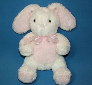 Carters White Bunny Rabbit Pink Tummy Ears Sheer Bow Plush Baby Toy Set Of 2