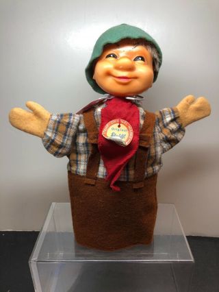 9” Vintage Mohair Steiff Hansel Little Boy Hand Puppet 1969 - 1978 Chest Tag S
