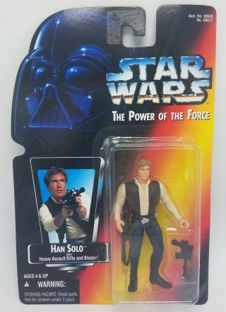 Star Wars Power Of The Force Kenner Hasbro Han Solo Action Figure Red Card -