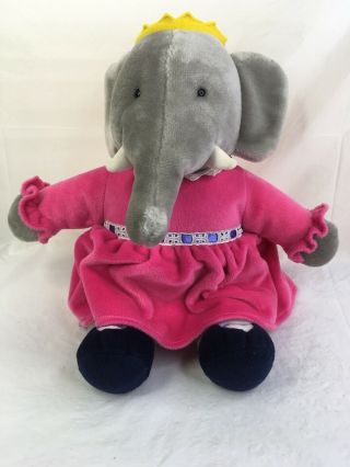Vintage Gund Babar Queen Celeste Elephant Plush Pink Dress 15 " 1989