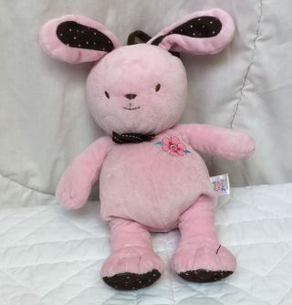 Carters Pink Music Bunny Rabbit Plush Flower Brown Polka Dot Rockabye Baby Song