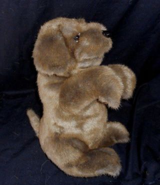 15 " Folkmanis Brown Puppy Dog Sitting Up Hand Puppet Stuffed Animal Plush Toy