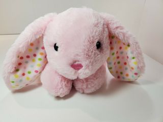 Dandee Dan Dee Pink Bunny Plush Yellow Green Polka Dot Ears Feet Stuffed Animal