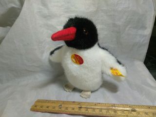Vintage Steiff Peggy The Penguin With Both Tags,  Button,  6 " Inches Tall.