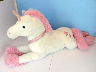 Dan Dee Large Floppy 36 " Pink & White Unicorn Plush Toy/stuffed Animal
