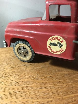 Vintage Tonka Hydraulic Dump Truck,  Pressed Steel Toy Vehicle,  Red 1960 2