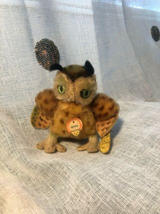 Vintage Steiff 4314 Wittie The Owl 5 " 1/4 With Button And Tag
