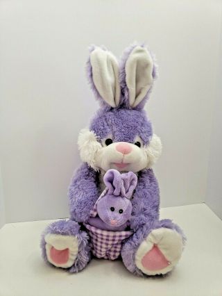 Dan Dee Plush Easter Bunny Rabbit Mother Baby Basket Stuffed Animal 18 "