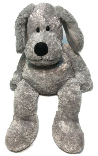 Schmoozy Russ Berrie Gray Puppy Dog Soft Grey Plush Stuffed Animal Toy Beans 14 "