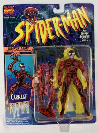 Spider - Man Animated Series Carnage 1994 With Snap On Weapon Arms Toybiz Marvel