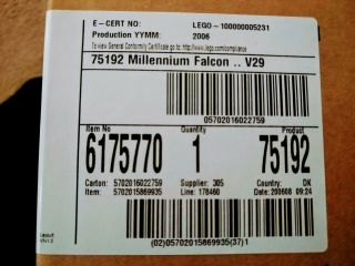 LEGO Star Wars MILLENNIUM FALCON 75192 Factory Box 2