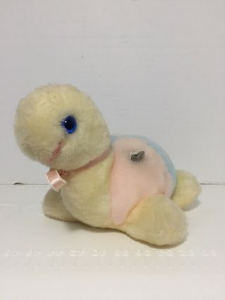 Vintage Bantam Musical Turtle Plush Pastel Baby Soft Toy Wind Up Stuffed Animal