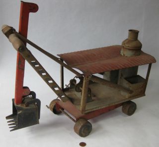 Vintage Keystone Steam Shovel Ride Em Toy As Played With For Restoration 1920 