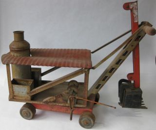 Vintage Keystone Steam Shovel Ride Em Toy As Played With for Restoration 1920 ' s 2
