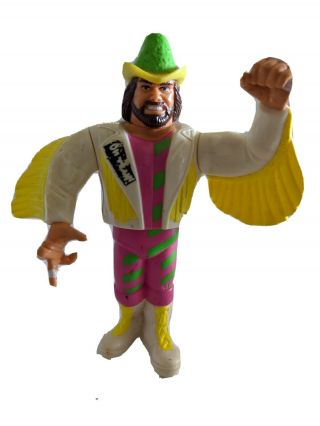 Vintage Wwf Hasbro Wrestling Figure Macho Man Randy Savage Cowboy Wwe Loose Rare