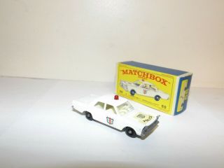 Matchbox Reg.  Wheel No.  55 - C Ford Galaxie Police Car White,  Red Light,  Stannard 3