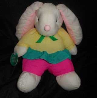 Vintage 1993 Gibson Greetings Nylon White Bunny Rabbit Stuffed Animal Plush Toy