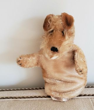Vintage Steiff Mohair Terrier Dog Hand Puppet Made in Germany 2