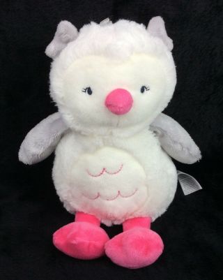 8 " Carters White Owl Plush Soft Pink Gray Girls Stuffed Baby Toy 15121