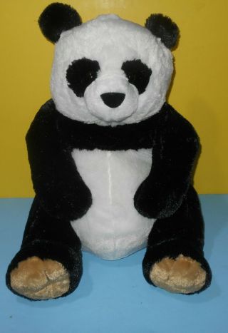 Large 20 " Toys R Us Panda Bear Plush Black White Seated Soft Stuffed Animal