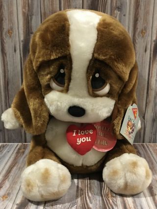 Sad Sam I Love You Honey Basset Hound Dog Puppy Plush Stuffed Animal Talks Dakin