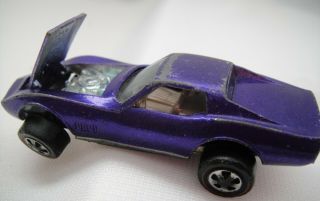 Vintage 1968 Hot Wheels Redline Custom Metallic Purple Corvette,  Open Hood