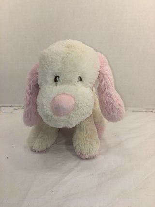 Vguc - Htf - 11” Toys R Us White Pink Puppy Dog Baby Stuffed Animal Plush Sewn Eyes