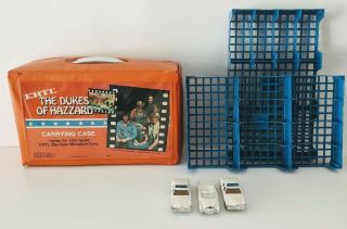 Vintage 1981 The Dukes Of Hazzard Car Case With Boss Hogg Caddy,  2 Sheriff Cars