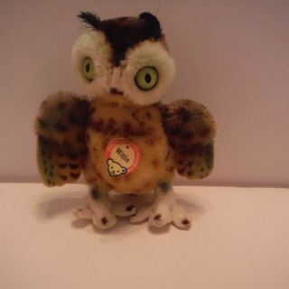 Vintage Steiff German Mohair Wittie The Owl Bird Toy Doll Paper Tag