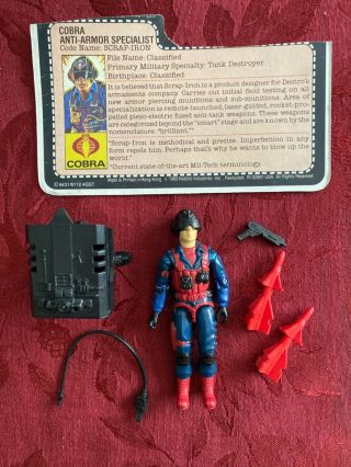 Gi Joe Cobra Anti - Armor Specialist,  Scrap Iron,  Action Figure 1984 Complete