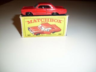 Lesney Matchbox No.  22 Pontiac Gp Coupe Red W/ Box