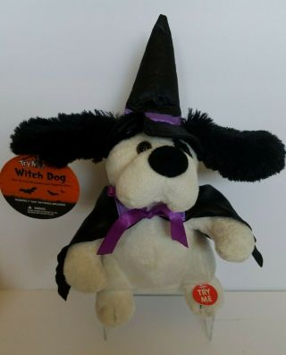 Halloween Witch Dog Animated Plush Sings Witch Doctor Hat Cape Flapping Ears